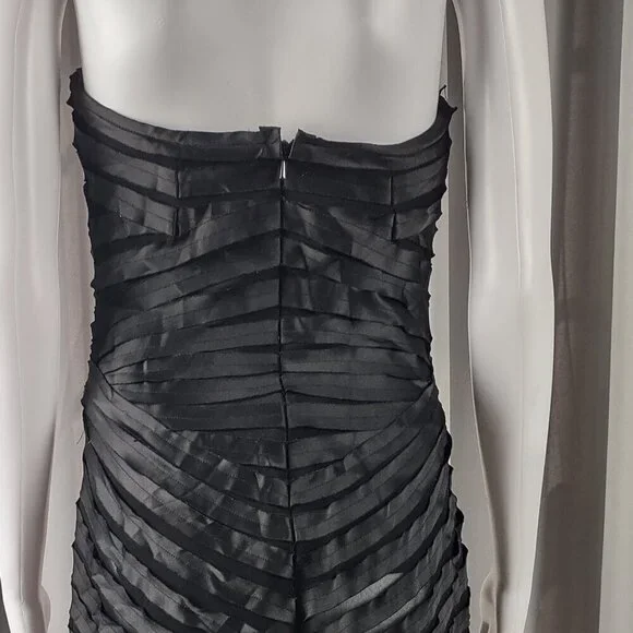 JS Collection Black Strapless Ruched Bodycon Midi Dress – Size Small (EST) - Picture 5 of 12